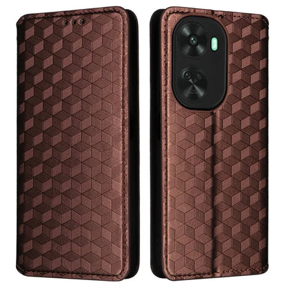 For Huawei nova 11 SE Stand View Cover Rhombus Pattern Imprinted Phone Case
