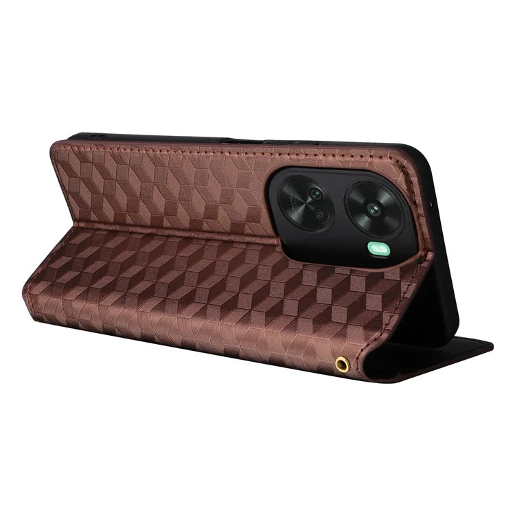 For Huawei nova 11 SE Stand View Cover Rhombus Pattern Imprinted Phone Case