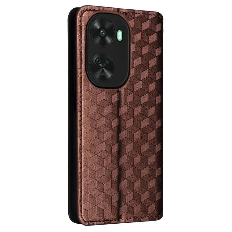 For Huawei nova 11 SE Stand View Cover Rhombus Pattern Imprinted Phone Case