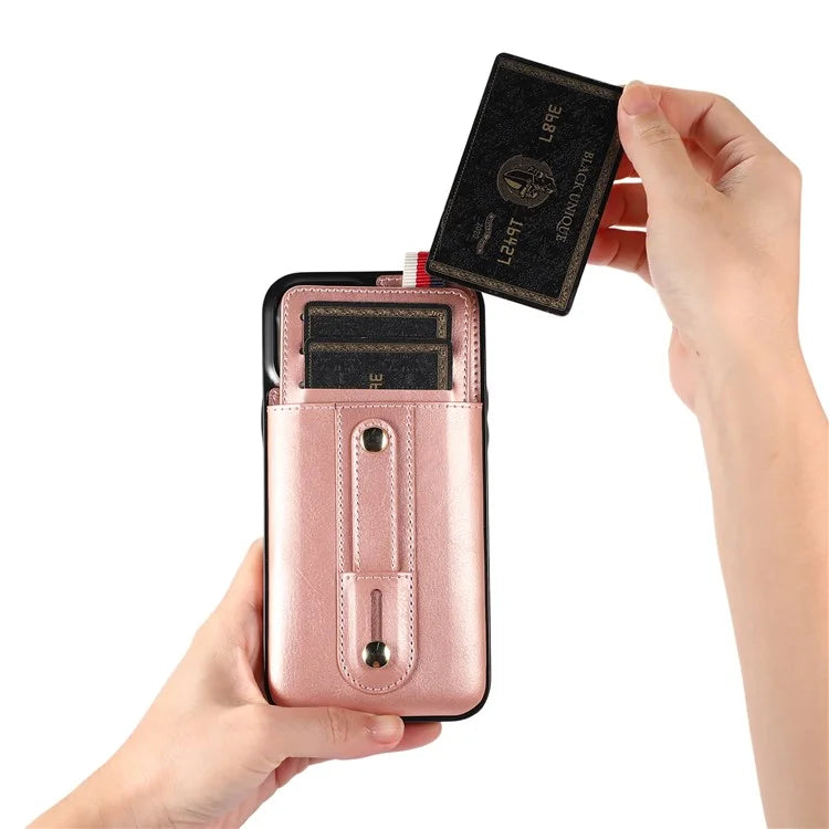 For iPhone 15 Pro Case Retro PU Leather Coated TPU Kickstand Phone Cover