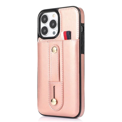For iPhone 15 Pro Case Retro PU Leather Coated TPU Kickstand Phone Cover