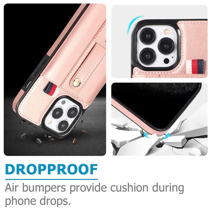 For iPhone 15 Pro Case Retro PU Leather Coated TPU Kickstand Phone Cover