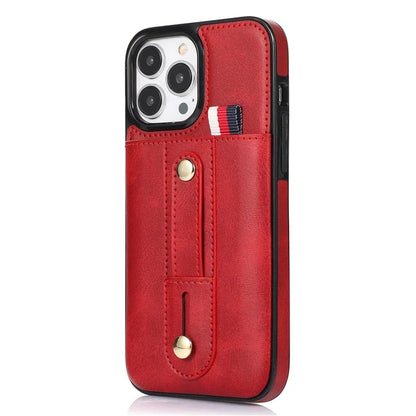For iPhone 15 Pro Case Retro PU Leather Coated TPU Kickstand Phone Cover