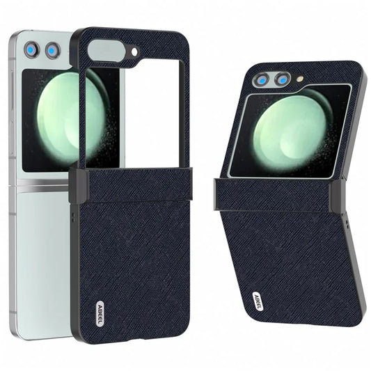 ABEEL For Samsung Galaxy Z Flip5 5G Case with Hinge Protection Cross Texture Phone Cover