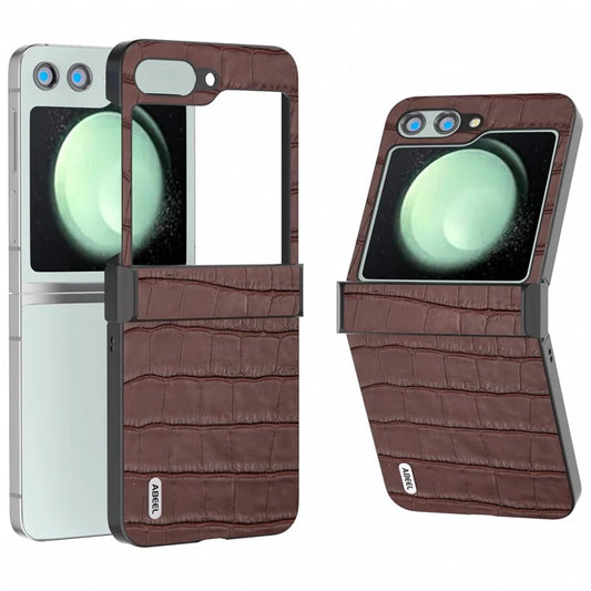 ABEEL For Samsung Galaxy Z Flip5 5G Hinge Protection Cover Crocodile Texture Phone Case