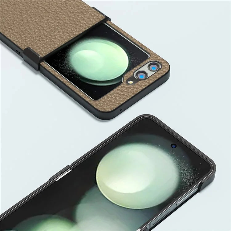 ABEEL For Samsung Galaxy Z Flip5 5G Slim Phone Case Hinge Protection Litchi Texture Back Cover