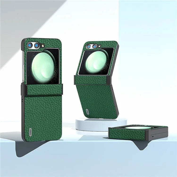 ABEEL For Samsung Galaxy Z Flip5 5G Slim Phone Case Hinge Protection Litchi Texture Back Cover
