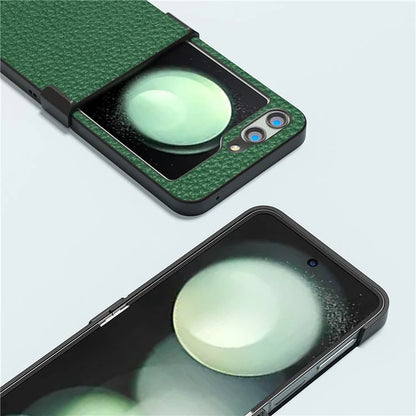 ABEEL For Samsung Galaxy Z Flip5 5G Slim Phone Case Hinge Protection Litchi Texture Back Cover