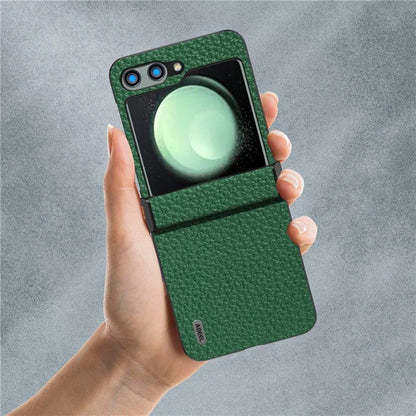 ABEEL For Samsung Galaxy Z Flip5 5G Slim Phone Case Hinge Protection Litchi Texture Back Cover
