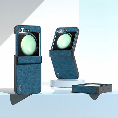 ABEEL For Samsung Galaxy Z Flip5 5G Slim Phone Case Hinge Protection Litchi Texture Back Cover