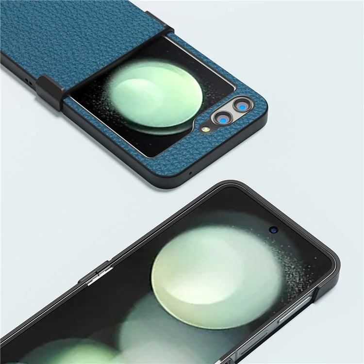 ABEEL For Samsung Galaxy Z Flip5 5G Slim Phone Case Hinge Protection Litchi Texture Back Cover