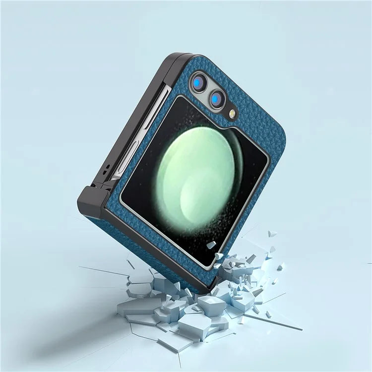 ABEEL For Samsung Galaxy Z Flip5 5G Slim Phone Case Hinge Protection Litchi Texture Back Cover