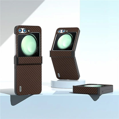 ABEEL For Samsung Galaxy Z Flip5 5G Phone Case Hinge Protection Carbon Fiber Texture Cover