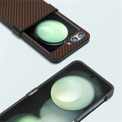 ABEEL For Samsung Galaxy Z Flip5 5G Phone Case Hinge Protection Carbon Fiber Texture Cover