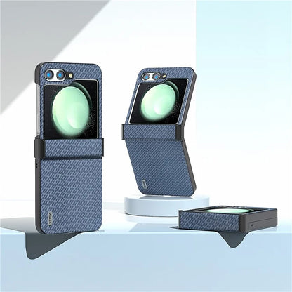 ABEEL For Samsung Galaxy Z Flip5 5G Phone Case Hinge Protection Carbon Fiber Texture Cover