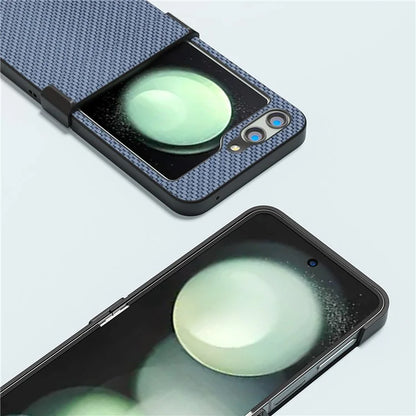 ABEEL For Samsung Galaxy Z Flip5 5G Phone Case Hinge Protection Carbon Fiber Texture Cover