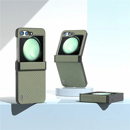 ABEEL For Samsung Galaxy Z Flip5 5G Phone Case Hinge Protection Carbon Fiber Texture Cover