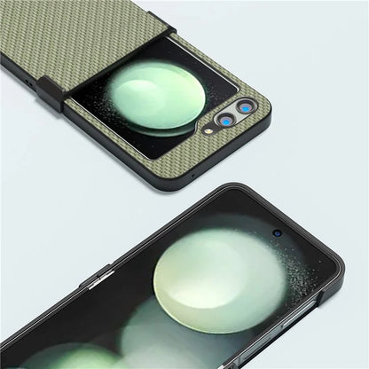 ABEEL For Samsung Galaxy Z Flip5 5G Phone Case Hinge Protection Carbon Fiber Texture Cover