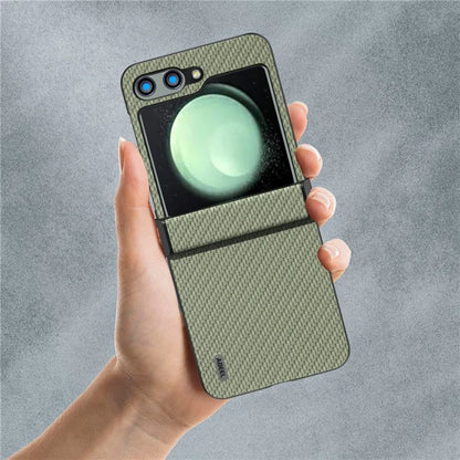 ABEEL For Samsung Galaxy Z Flip5 5G Phone Case Hinge Protection Carbon Fiber Texture Cover