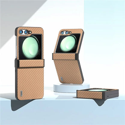 ABEEL For Samsung Galaxy Z Flip5 5G Phone Case Hinge Protection Carbon Fiber Texture Cover