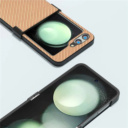 ABEEL For Samsung Galaxy Z Flip5 5G Phone Case Hinge Protection Carbon Fiber Texture Cover