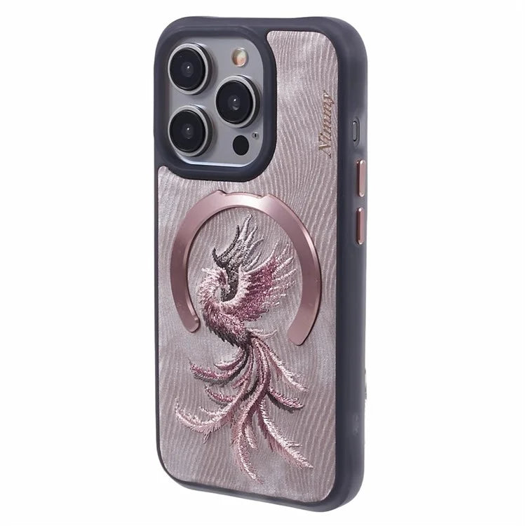 NIMMY For iPhone 15 Pro Max Magnetic Case Embroidered Patern Design Phone Cover