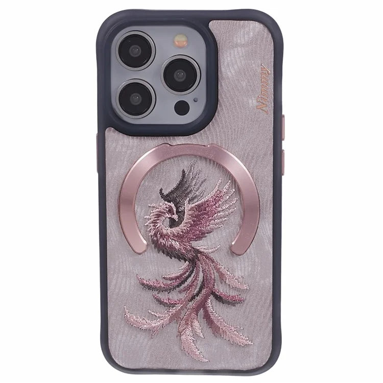 NIMMY For iPhone 15 Pro Max Magnetic Case Embroidered Patern Design Phone Cover