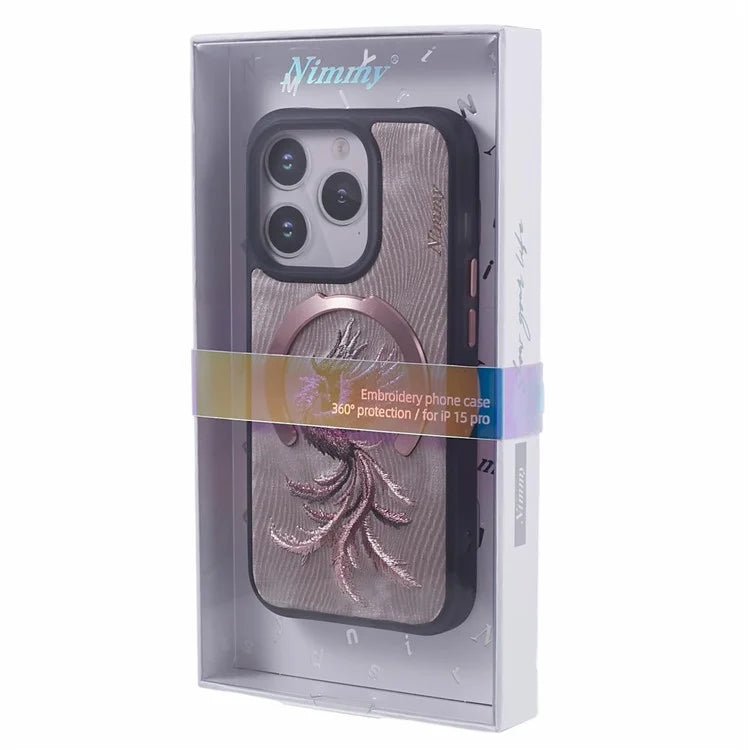 NIMMY For iPhone 15 Pro Max Magnetic Case Embroidered Patern Design Phone Cover