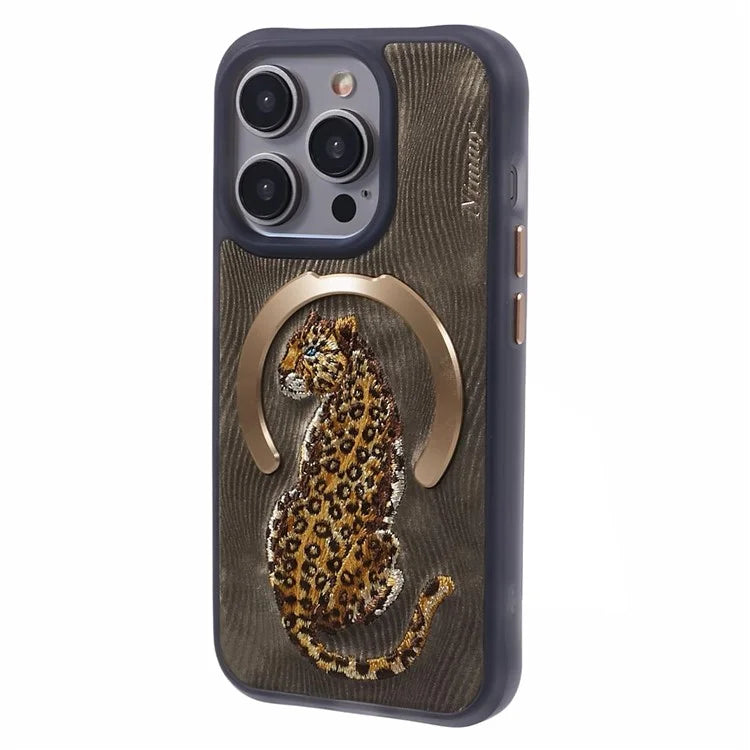 NIMMY For iPhone 15 Pro Max Magnetic Case Embroidered Patern Design Phone Cover