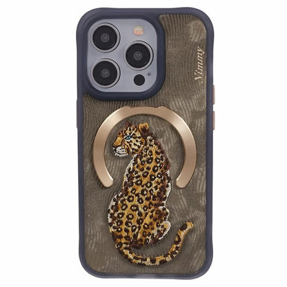 NIMMY For iPhone 15 Pro Max Magnetic Case Embroidered Patern Design Phone Cover