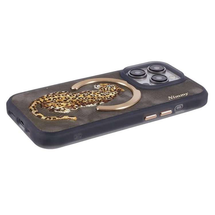 NIMMY For iPhone 15 Pro Max Magnetic Case Embroidered Patern Design Phone Cover