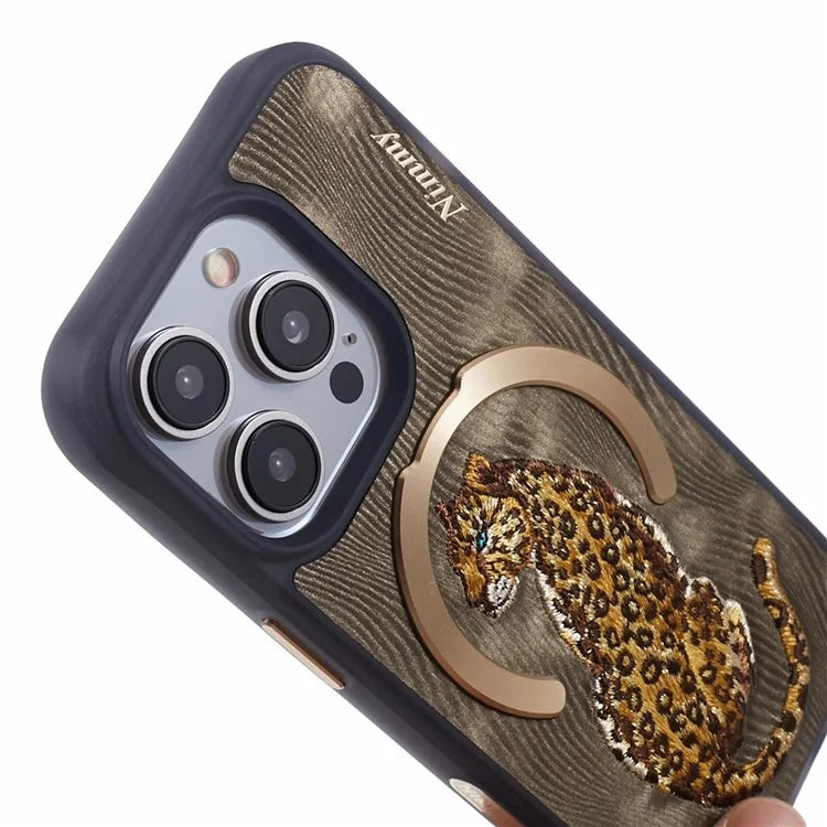 NIMMY For iPhone 15 Pro Max Magnetic Case Embroidered Patern Design Phone Cover