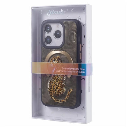 NIMMY For iPhone 15 Pro Max Magnetic Case Embroidered Patern Design Phone Cover