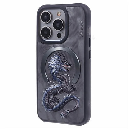 NIMMY For iPhone 15 Pro Max Magnetic Case Embroidered Patern Design Phone Cover