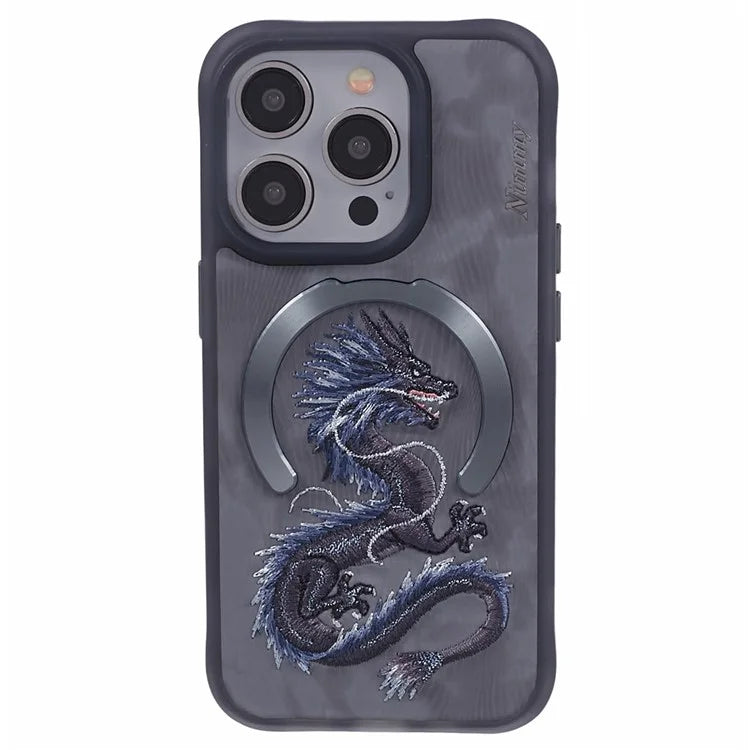 NIMMY For iPhone 15 Pro Max Magnetic Case Embroidered Patern Design Phone Cover