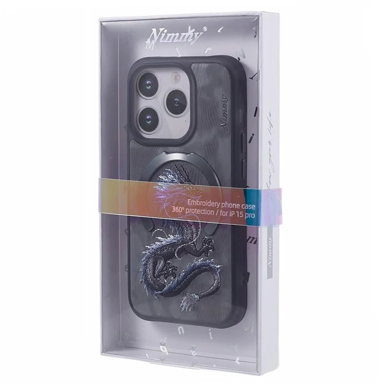 NIMMY For iPhone 15 Pro Max Magnetic Case Embroidered Patern Design Phone Cover
