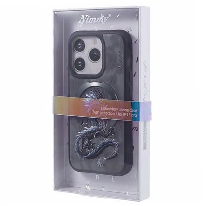 NIMMY For iPhone 15 Pro Max Magnetic Case Embroidered Patern Design Phone Cover
