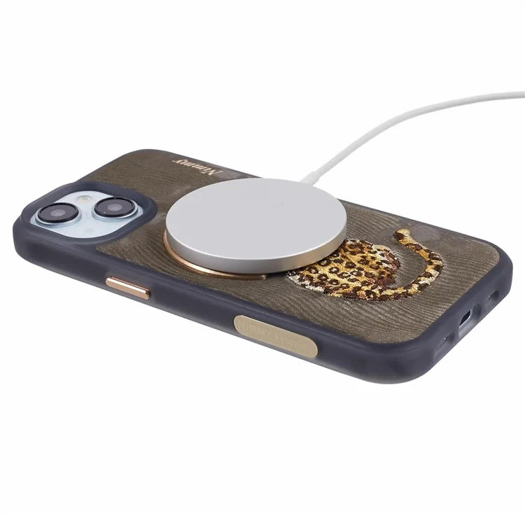 NIMMY For iPhone 15 Embroidery Case Compatible with MagSafe Shockproof Phone Cover