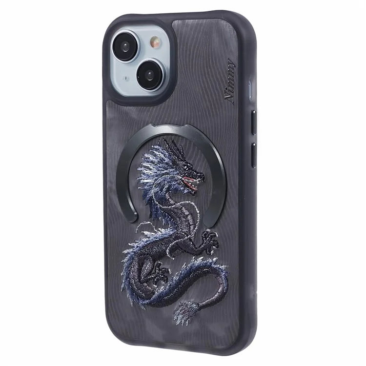NIMMY For iPhone 15 Embroidery Case Compatible with MagSafe Shockproof Phone Cover