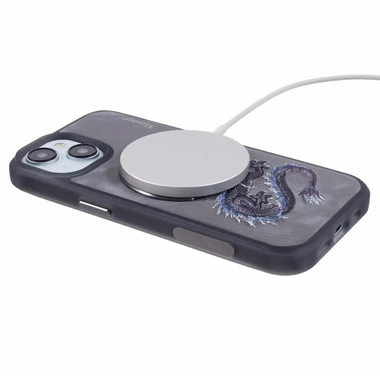 NIMMY For iPhone 15 Embroidery Case Compatible with MagSafe Shockproof Phone Cover