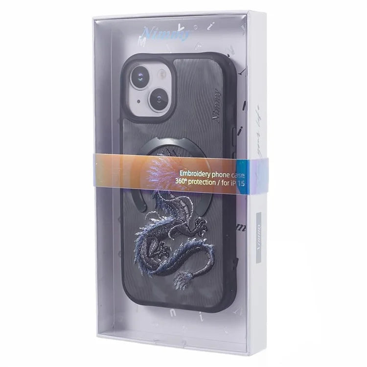 NIMMY For iPhone 15 Embroidery Case Compatible with MagSafe Shockproof Phone Cover