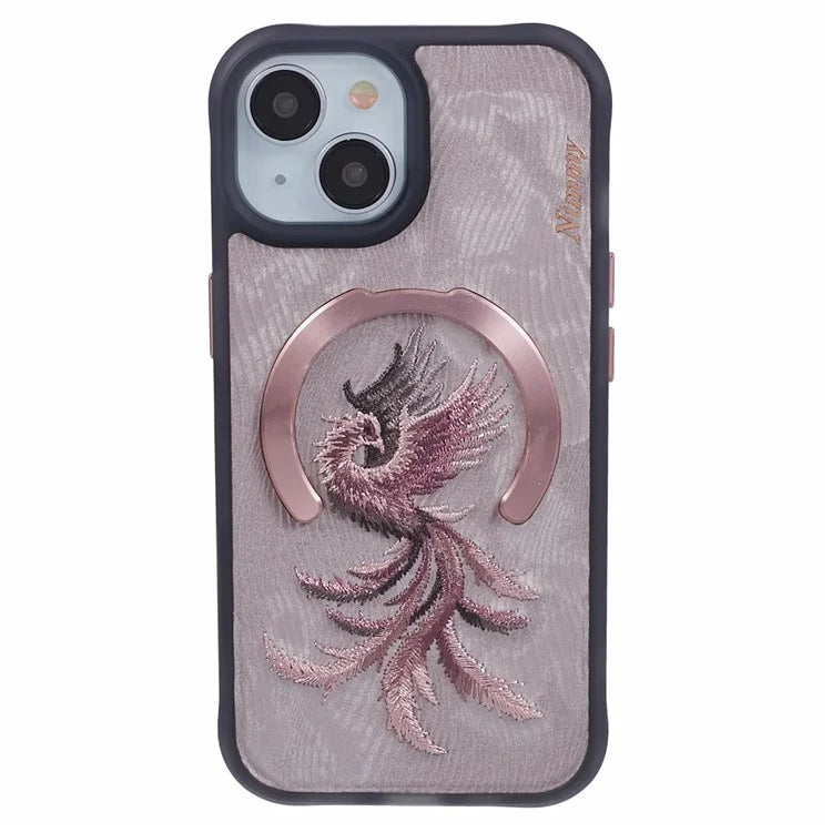 NIMMY For iPhone 15 Embroidery Case Compatible with MagSafe Shockproof Phone Cover