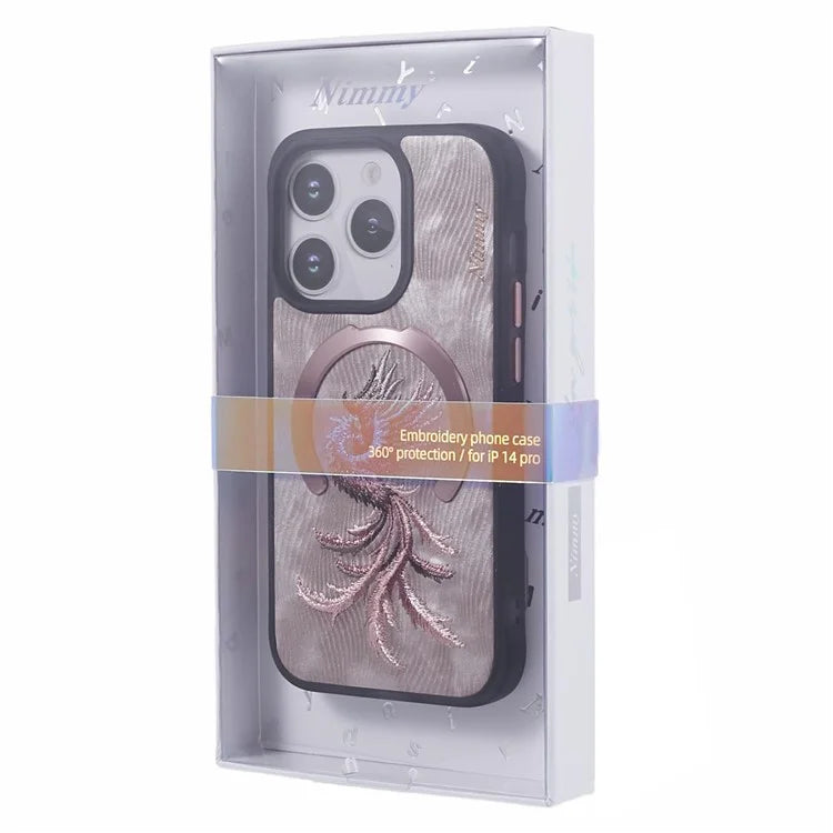 NIMMY For iPhone 14 Pro Embroidery Protective Case Magnetic Phone Cover
