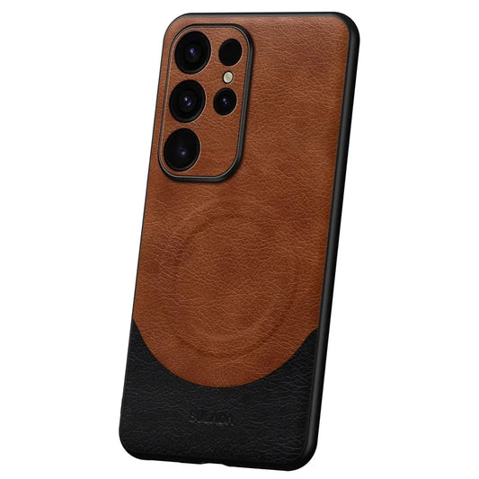 SULADA Magnetic Series for Samsung Galaxy S24 Ultra Case Leather Coating Protective Cover Compatible with MagSafe
