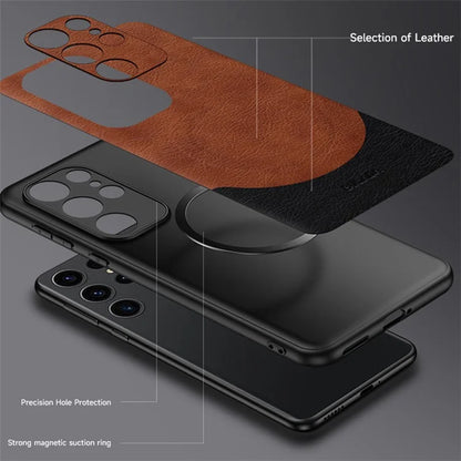 SULADA Magnetic Series for Samsung Galaxy S24 Ultra Case Leather Coating Protective Cover Compatible with MagSafe