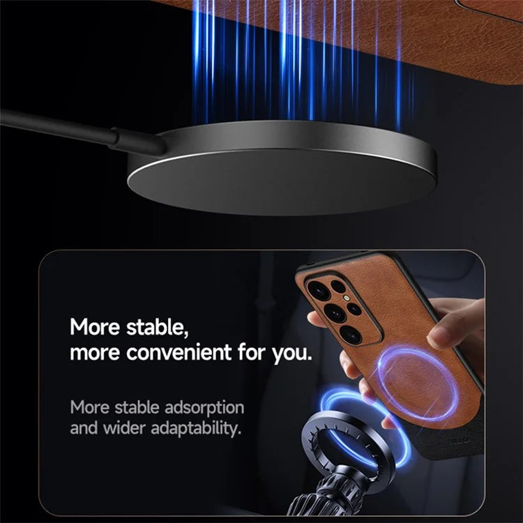 SULADA Magnetic Series for Samsung Galaxy S24 Ultra Case Leather Coating Protective Cover Compatible with MagSafe
