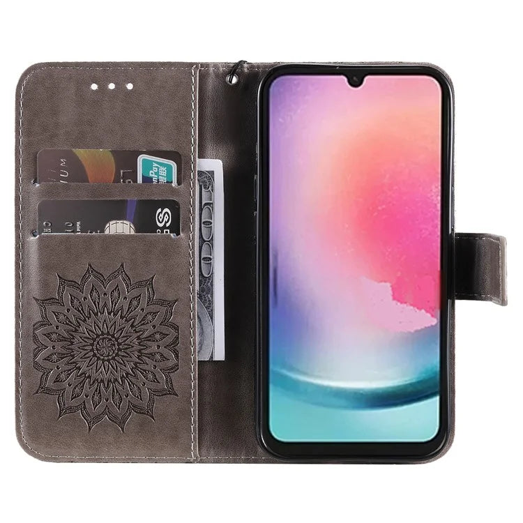 KT Imprinting Flower Series-1 For Samsung Galaxy A25 5G (Global) (161.0 x 76.5 x 8.3mm) Cell Phone Case Leather Wallet Cover