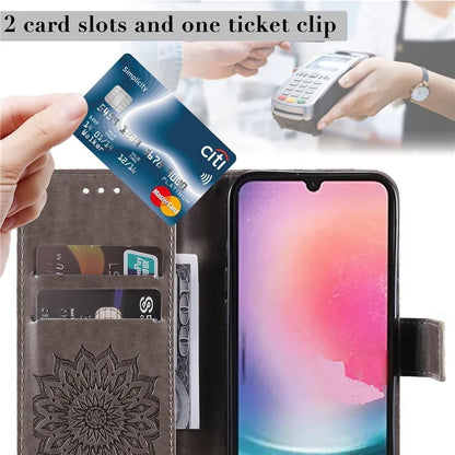 KT Imprinting Flower Series-1 For Samsung Galaxy A25 5G (Global) (161.0 x 76.5 x 8.3mm) Cell Phone Case Leather Wallet Cover
