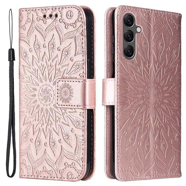 KT Imprinting Flower Series-1 For Samsung Galaxy A25 5G (Global) (161.0 x 76.5 x 8.3mm) Cell Phone Case Leather Wallet Cover
