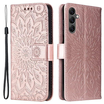 KT Imprinting Flower Series-1 For Samsung Galaxy A25 5G (Global) (161.0 x 76.5 x 8.3mm) Cell Phone Case Leather Wallet Cover